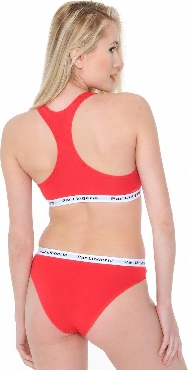 Par Lingerie Sports Bustier Set Red - Image 2