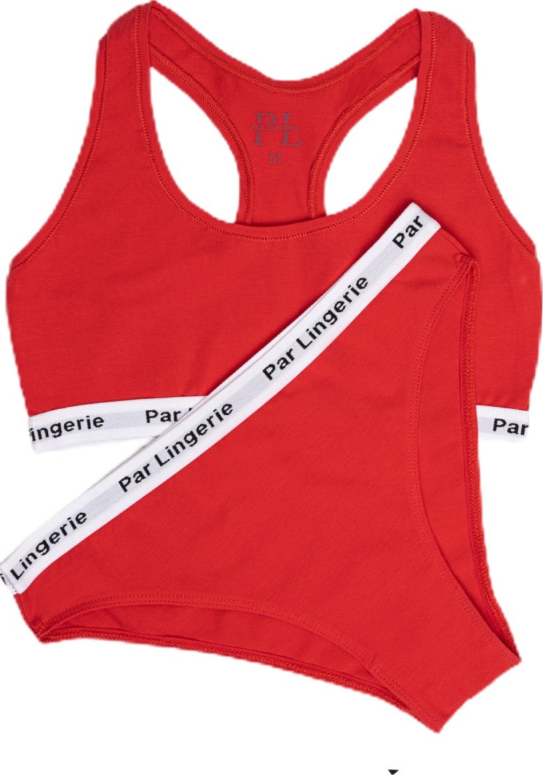 Par Lingerie Sports Bustier Set Red - Image 4