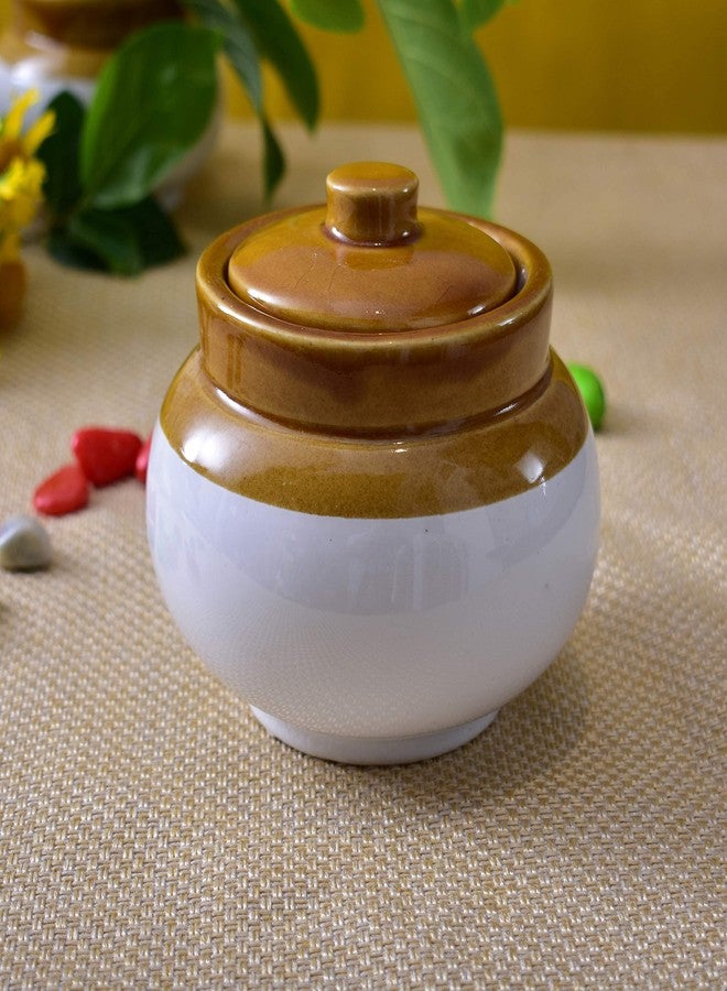 Kunhar Ceramic Jars (400ML) – Handcrafted Multipurpose Barni with Lid for Pickle, Chutney, Spices, Salt, Sugar – Kitchen Storage Containers, White - Image 4
