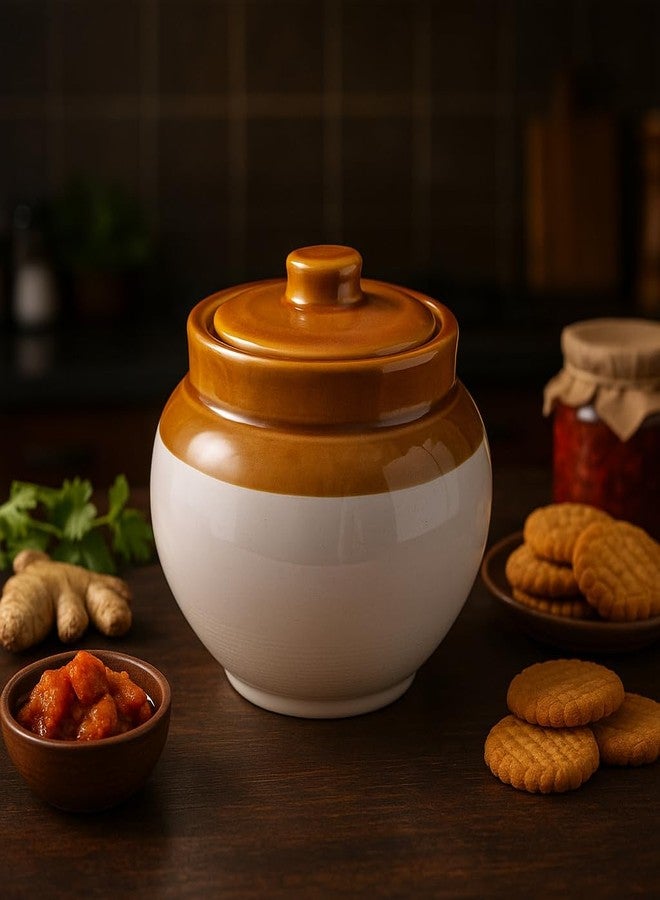 Kunhar Ceramic Jars (400ML) – Handcrafted Multipurpose Barni with Lid for Pickle, Chutney, Spices, Salt, Sugar – Kitchen Storage Containers, White - Image 3