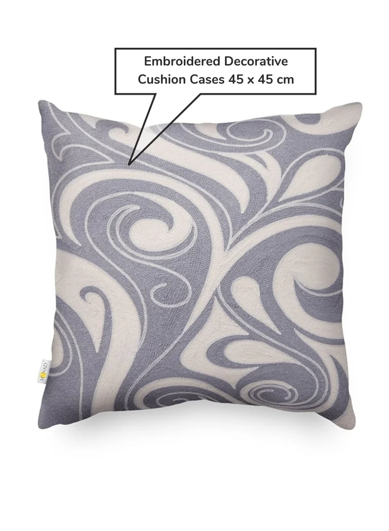 Donetella Decorative Embroidered Cushion Cover grey/beige 45x45Cm(Without Filler)