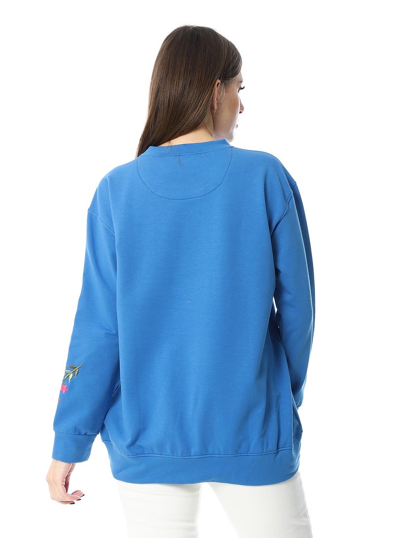 Caesar WomenEmbroidery Melton sweat Shirt With Long Sleeves  - Image 2