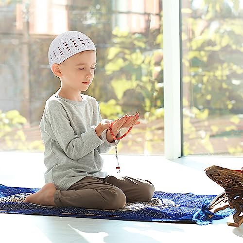 Boyiee 4 Pieces Kufi Hat for Men Knit Kufi Cap Crochet Beanie Skull Beanie Muslim African Hat for Men Women (White) - Image 5
