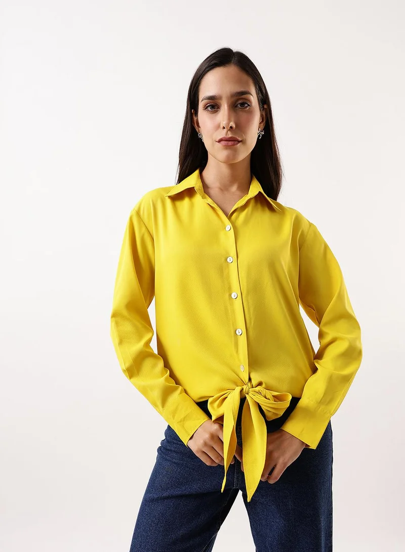 Dennis Lingo Women's Sulphur Poly Twill Solid T-Shirt Regular Fit Tops