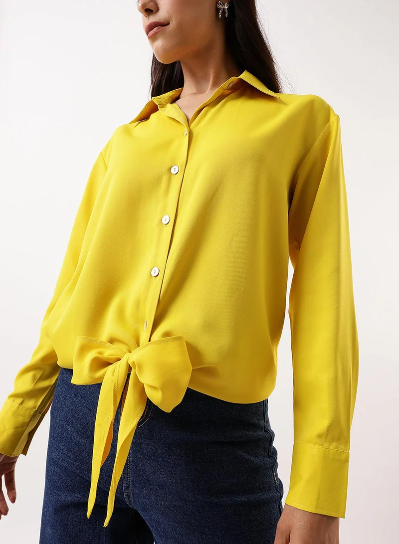 Dennis Lingo Women's Sulphur Poly Twill Solid T-Shirt Regular Fit Tops