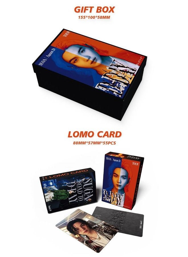 EHOME Bts Member Suga Solo Album Agust D Gift Box With Lomo Cards, Acrylic Stand, Hand Account Tape, Keychain, Lanyard, Stickers, Photo Card  - Image 2