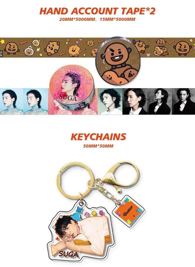EHOME Bts Member Suga Solo Album Agust D Gift Box With Lomo Cards, Acrylic Stand, Hand Account Tape, Keychain, Lanyard, Stickers, Photo Card  - Image 4