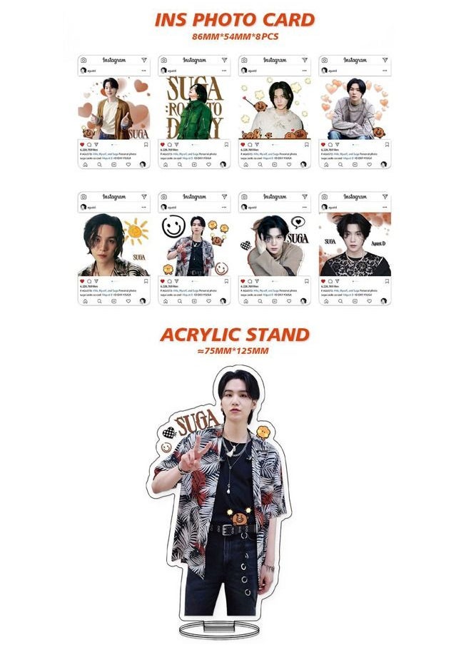 EHOME Bts Member Suga Solo Album Agust D Gift Box With Lomo Cards, Acrylic Stand, Hand Account Tape, Keychain, Lanyard, Stickers, Photo Card  - Image 3