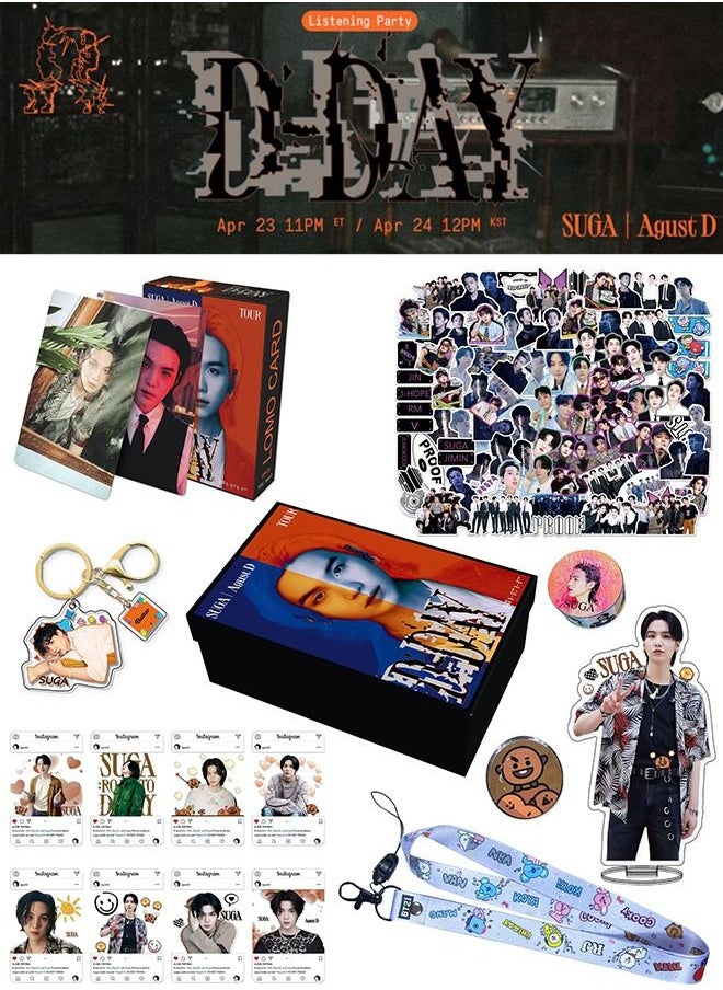 EHOME Bts Member Suga Solo Album Agust D Gift Box With Lomo Cards, Acrylic Stand, Hand Account Tape, Keychain, Lanyard, Stickers, Photo Card  - Image 1