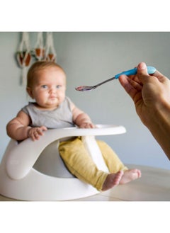 Avanchy Infant Baby Spoons Stainless Steel And Silicone Set, Self Feeding Food Utensils, 4 Months Baby Led Weaning, 2 Pack, Blue  - Image 5
