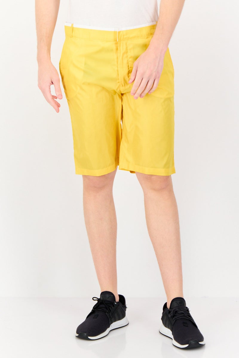 GAS Men Solid Basic Shorts, Yellow - Image 1