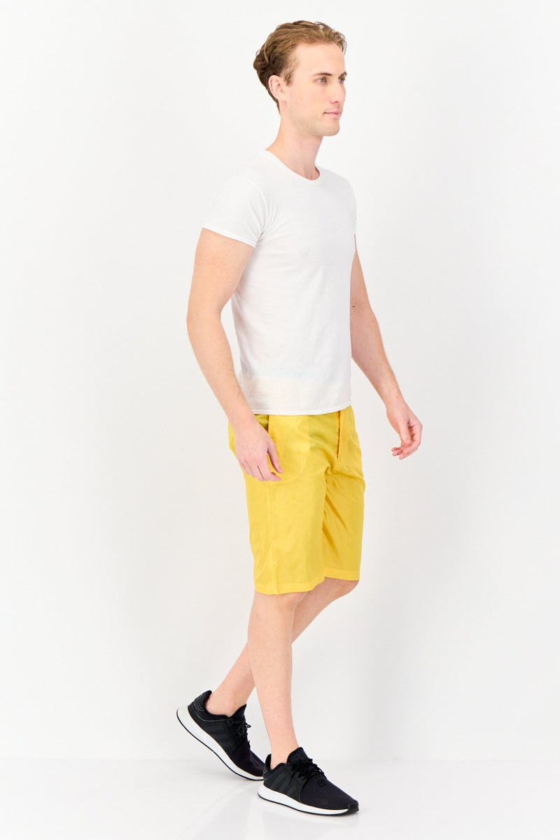 GAS Men Solid Basic Shorts, Yellow - Image 4