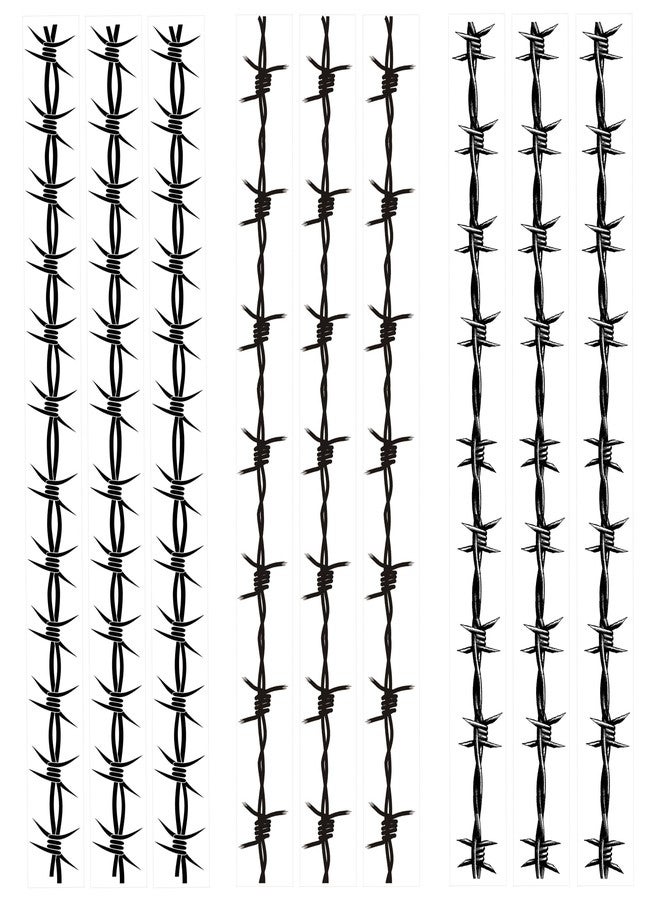 Kotbs 9-Sheet Large Barbed Wire Tattoos, Variety of Barbed Wire Temporary Tattoos for Men Women - Waterproof Fake Tattoos for Concerts & Halloween - Image 1