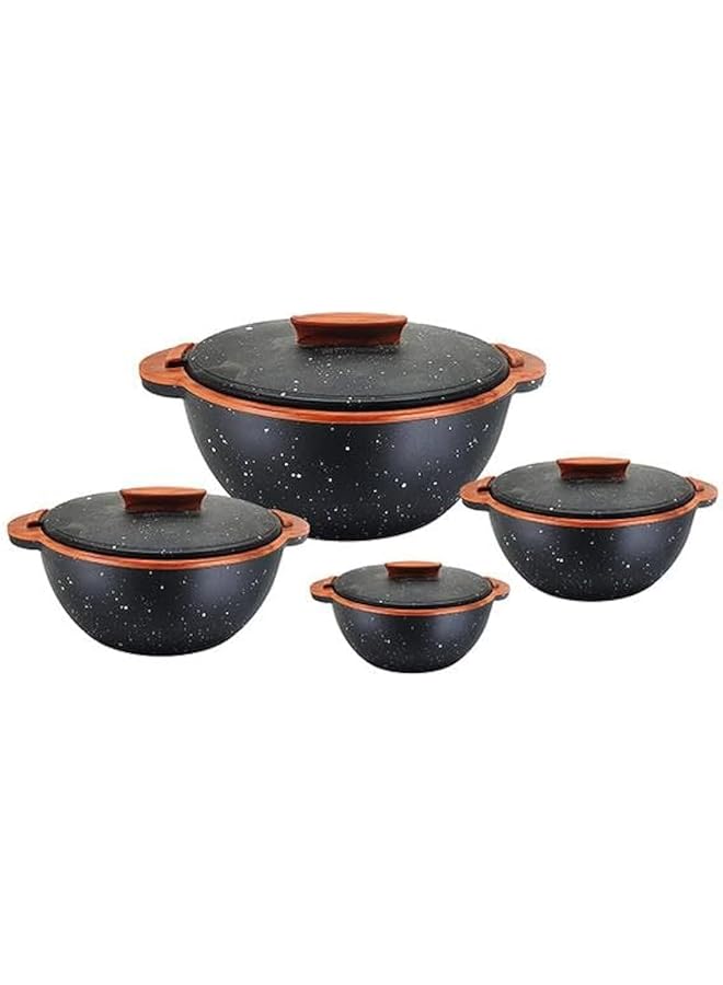 UTC Mable Design Premium Insulated Casserole Set Of 4 Pieces 500Ml 1000Ml 2000Ml And 3000Ml Black Color Stoneline - Image 1
