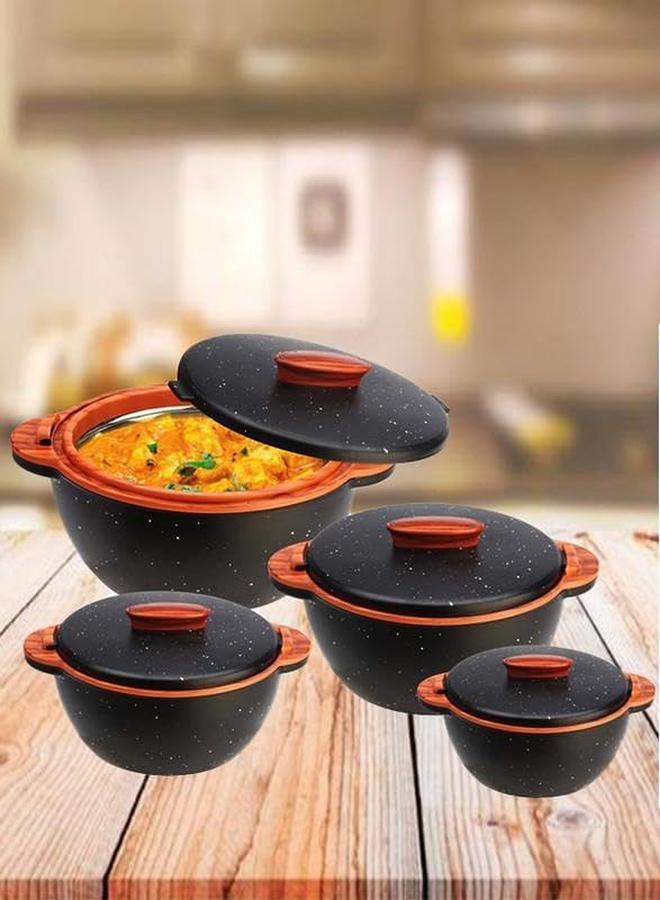 UTC Mable Design Premium Insulated Casserole Set Of 4 Pieces 500Ml 1000Ml 2000Ml And 3000Ml Black Color Stoneline - Image 2