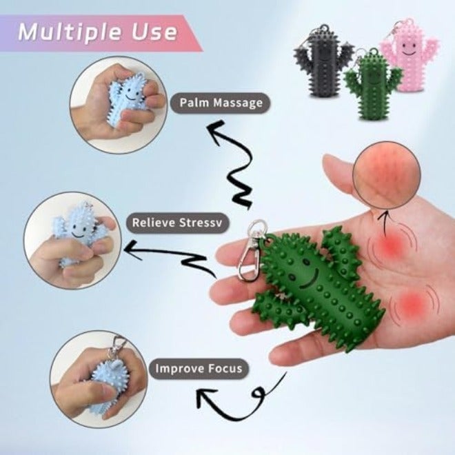 Doacpcr 1 PCS Little Ouchies Pain Fidget, Silicone Cactus Stim Tool for Adults, Sensory Pain Relief Toy, Spiky Grippy Keychain, Anxiety Relief Gift  (Green) - Image 5