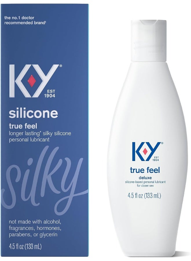 K-Y Lube for Women, K-Y True Feel Premium Silicone Personal Lubricant, Safe to Use with Natural Rubber Latex Condoms, 4.5 oz (Packaging May Vary) - Image 1