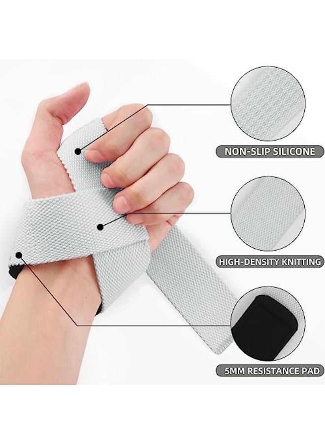 SKDK Cotton Hard Pull Wrist Lifting Straps Grips Band-Deadlift Straps with Neoprene Cushioned Wrist Padded and Anti-Skid Silicone - for Weightlifting, Bodybuilding, Xfit, Strength Training - Image 2