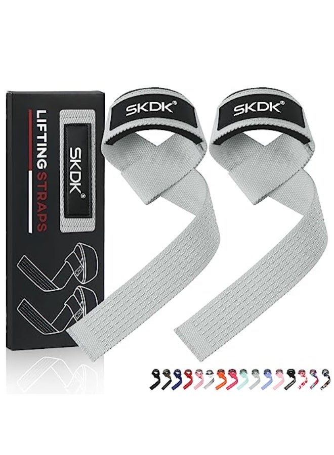 SKDK Cotton Hard Pull Wrist Lifting Straps Grips Band-Deadlift Straps with Neoprene Cushioned Wrist Padded and Anti-Skid Silicone - for Weightlifting, Bodybuilding, Xfit, Strength Training - Image 1