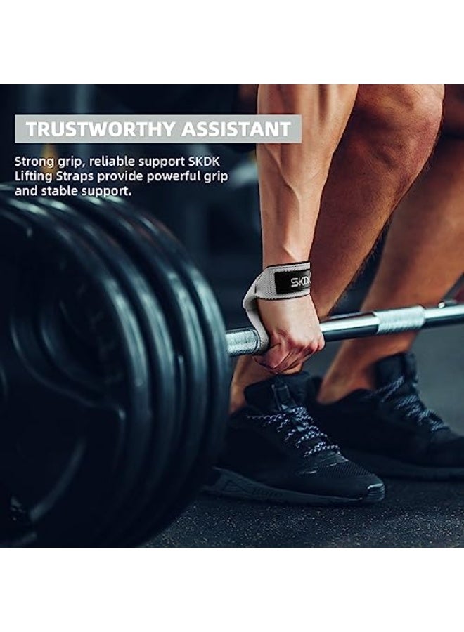 SKDK Cotton Hard Pull Wrist Lifting Straps Grips Band-Deadlift Straps with Neoprene Cushioned Wrist Padded and Anti-Skid Silicone - for Weightlifting, Bodybuilding, Xfit, Strength Training - Image 5