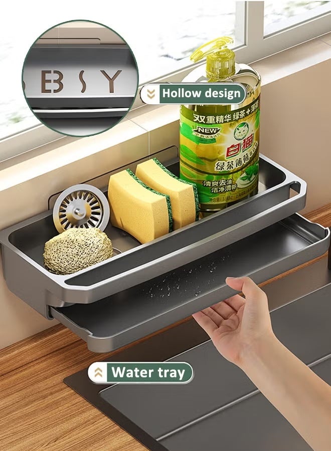 HQ-GAMING Dishwashing Sponge Holder with Soap Dispenser Rustproof Kitchen Sink Organizer Countertop Caddy for Kitchen Accessories Storage Everyday Use Home and Outdoor - Image 4