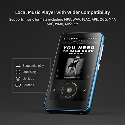 innioasis MP3 Player with Bluetooth and WiFi,MP3 Player with Spotify,Spotify Kids,Audible,Pandora,Amazon Music,4" Music Player MP4 Up to 1TB(80GB,Blue_White) - Image 3