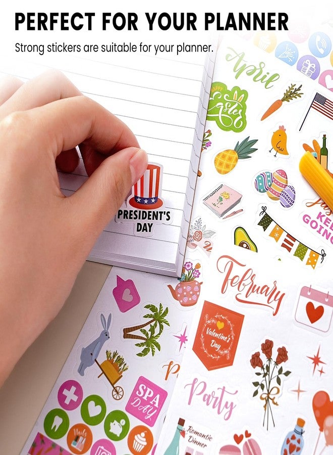ترسيز ملصقات تخطيط تيرسوس - ملصقات تخطيط الاحتفالات الشهرية، ملصقات سجل القصاصات، 14 ورقة/أكثر من 1100 ملصق في العبوة، ملصقات دفتر يوميات بطابع المهرجانات، ملونة - Image 5
