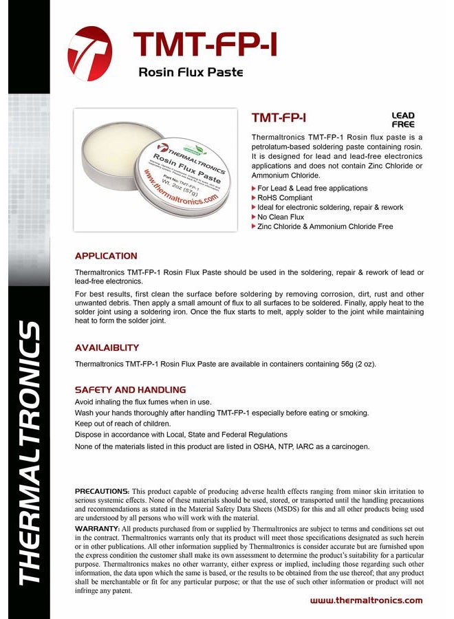 Thermaltronics TMT-FP-1 Rosin Flux Paste, 2.0 oz (57 g) - Image 2