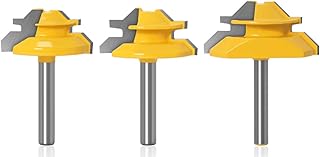 APlus 1/4" Router Bit 45 Degree Glue Joint Lock Miter,  Woodworking Cutter Tools Set, 3 Pcs - Image 1