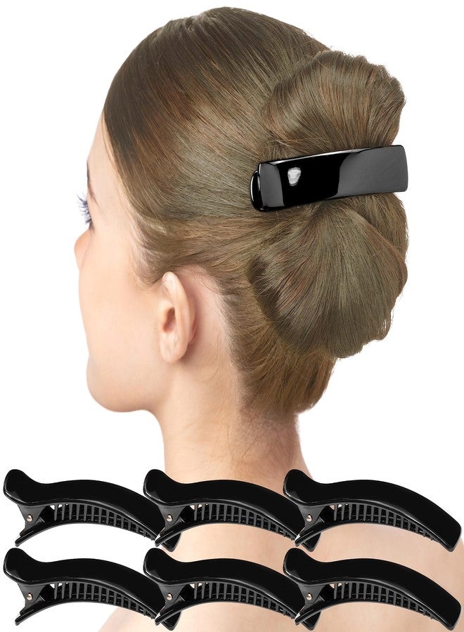 RC ROCHE ORNAMENT 6 Pcs Womens Classic Alligator Duckbill Clips Side Slide Firm Grip Barrettes Girls Beauty Accessory Plastic Pin Hairclip Clamps Beautiful Hair Décor, Medium Black - Image 1