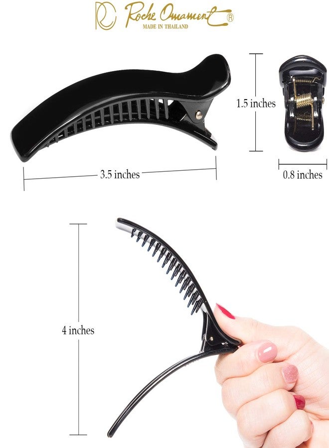 RC ROCHE ORNAMENT 6 Pcs Womens Classic Alligator Duckbill Clips Side Slide Firm Grip Barrettes Girls Beauty Accessory Plastic Pin Hairclip Clamps Beautiful Hair Décor, Medium Black - Image 4