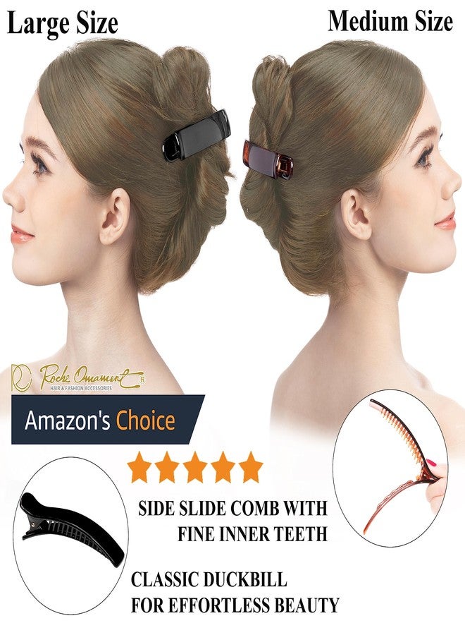 RC ROCHE ORNAMENT 6 Pcs Womens Classic Alligator Duckbill Clips Side Slide Firm Grip Barrettes Girls Beauty Accessory Plastic Pin Hairclip Clamps Beautiful Hair Décor, Medium Black - Image 2