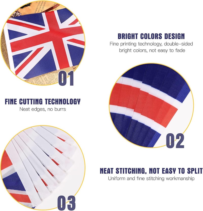 LUOEM 50 Pack Union Jack Flags on Sticks, British UK Hand Waving Flags for Patriotic Celebrations, 2026 Football & Sports Events, Street Garden Party Decorations - Image 3