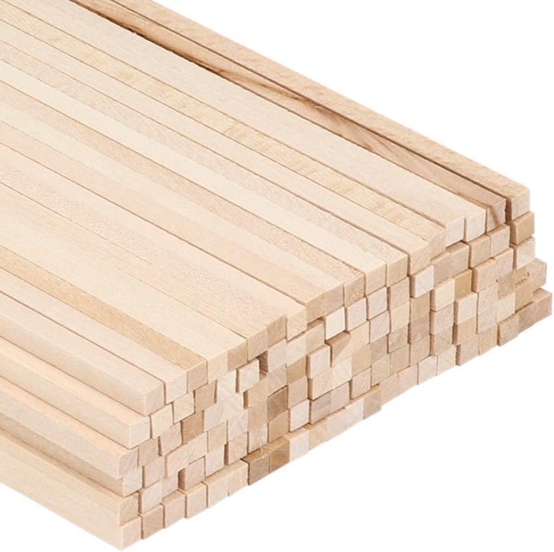 120 Basswood Diy Sticks, 0.2 X 0.2 X 11.8 Inches, Unfinished Wooden Dowels For Kids Arts And Craft Projects - Image 1