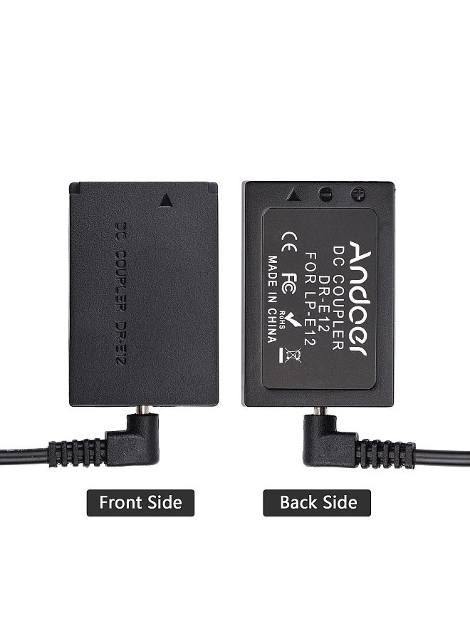 Andoer DR-E12 USB Power Kit DC Coupler Dummy Battery Replace of LP-E12 Battery with USB DC Converter Power Cable Single USB Input Compatible with Canon EOS M M2 M10 M50 M100 M200 Cameras