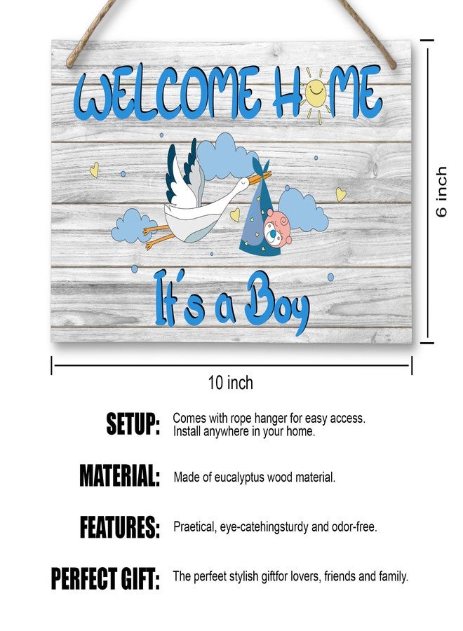 CLHHM Welcome Home Newborn Baby It’s a Boy Wooden Door Sign, Baby Boy Signs for Door, Welcome Sign Décor for Front Door & Nursery, Hanging Newborn Announcement Plaque - Image 3