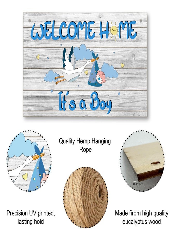 CLHHM Welcome Home Newborn Baby It’s a Boy Wooden Door Sign, Baby Boy Signs for Door, Welcome Sign Décor for Front Door & Nursery, Hanging Newborn Announcement Plaque - Image 5
