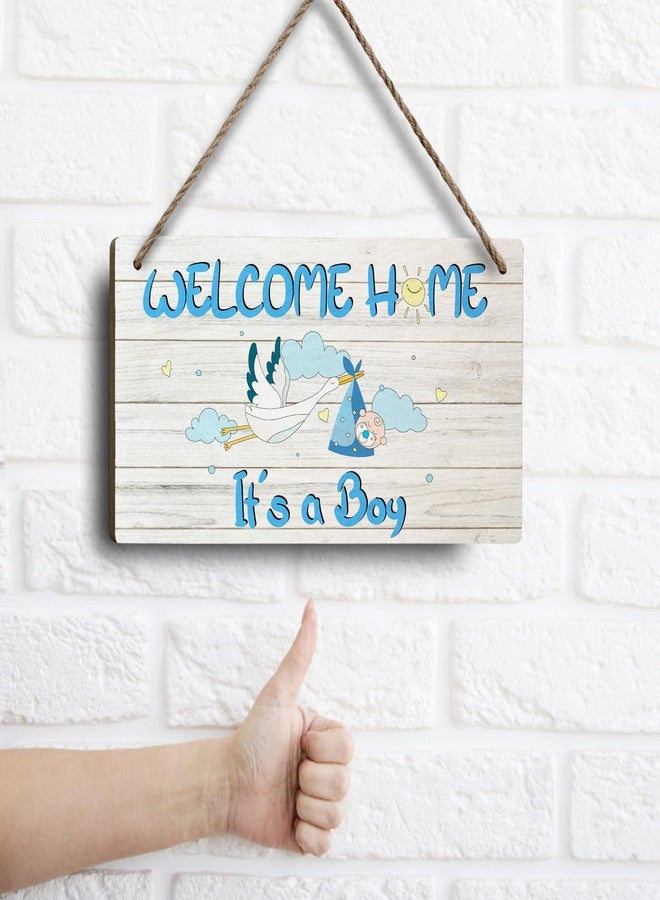 CLHHM Welcome Home Newborn Baby It’s a Boy Wooden Door Sign, Baby Boy Signs for Door, Welcome Sign Décor for Front Door & Nursery, Hanging Newborn Announcement Plaque - Image 4