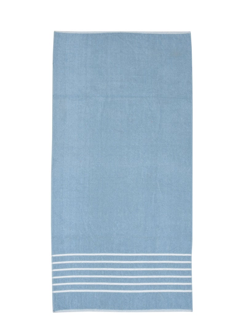 AURIO Premium 100% Cotton Bath Towel Set of 4 – Large 70x140 cm Ultra-Absorbent Plush Body Towels with Nautical Six-Stripe Dobby Border – Elegant Luxury Collection - Image 3