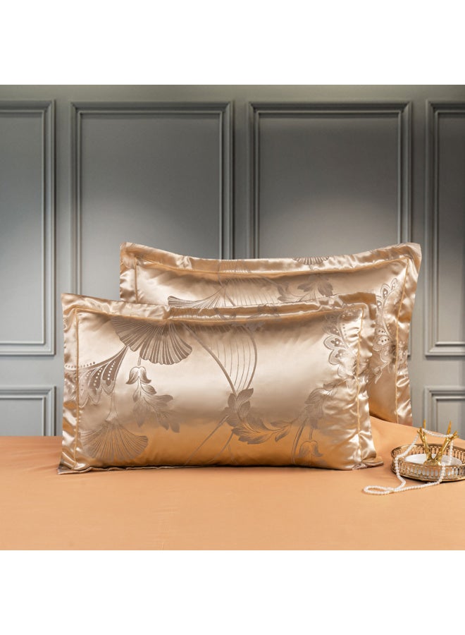 European-style Satin Jacquard Pillowcase A Pair Of Adult Single And Double Pillowcase Pillowcase 48 × 74cm Full And-Color:Enjoy Life-jinlan [pair Of Pillowcases]★-Specifications:48cmX74cm★  - Image 1