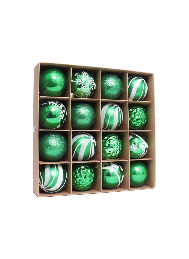 Generic Cross-border Christmas decoration Ball 6cm/16PCs electroplating plastic painted special-shaped Christmas ball set Christmas tree pendant Green