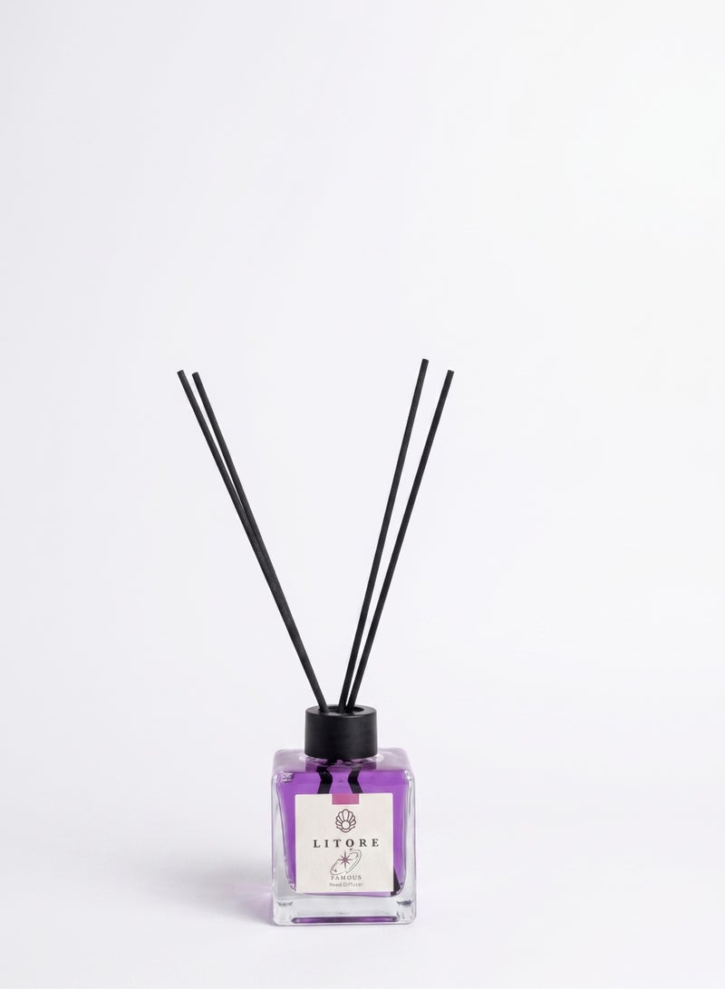 Litore Reed Diffuser - Famous Fragrance, 100ml | Long-Lasting Home Fragrance | Natural & Elegant Room Diffuser - Image 2