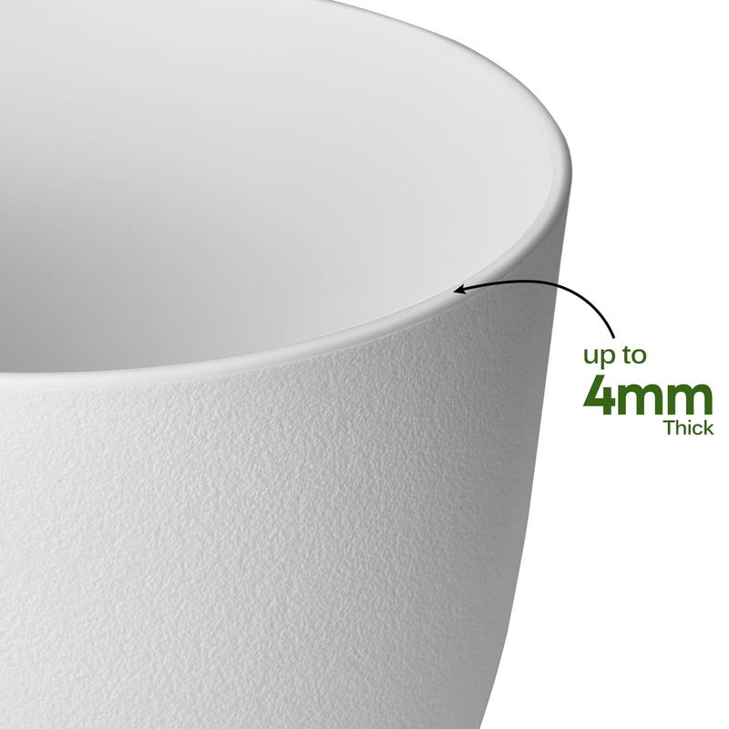Ferlypote Plant Pots 8 Inch Set of 2, Flower Pots with Multi Mesh Drainage Holes, Planters for Indoor Outdoor Garden Plants and Flowers (White) - Image 4