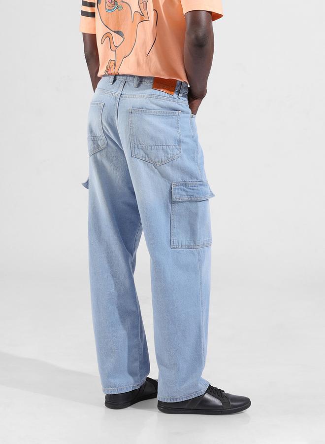 The Indian Garage Co Men Mid Rise Baggy Fit Cargo Jeans - Image 3