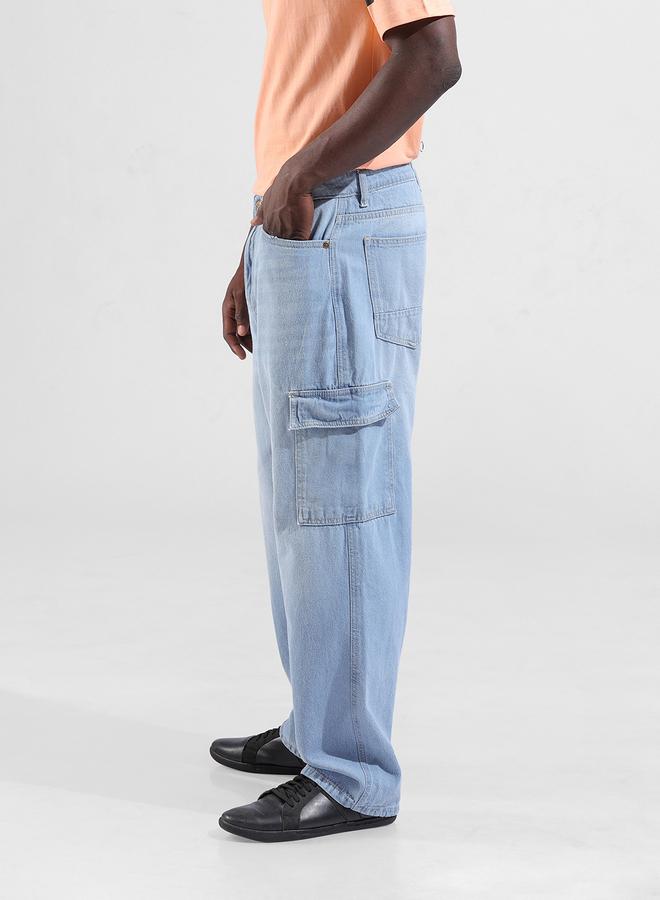 The Indian Garage Co Men Mid Rise Baggy Fit Cargo Jeans - Image 4
