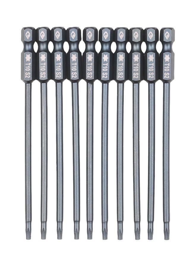 NIBEMINENT 10-Piece Magnetic Torx Drill Bit Set Silver 3.93inch - Image 1