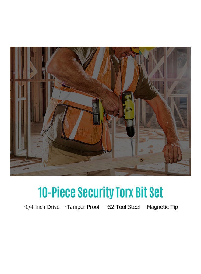 NIBEMINENT 10-Piece Magnetic Torx Drill Bit Set Silver 3.93inch - Image 2