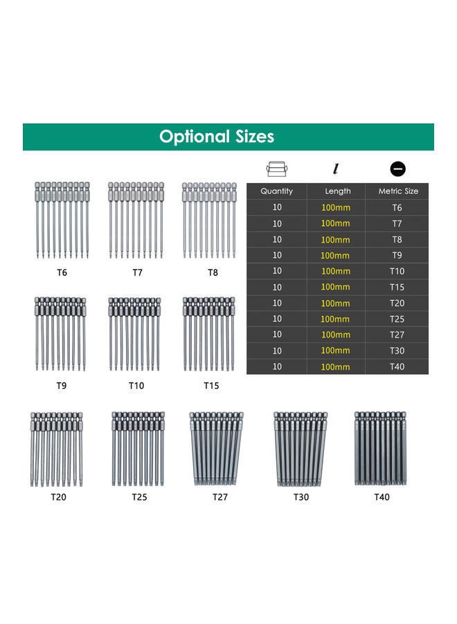 NIBEMINENT 10-Piece Magnetic Torx Drill Bit Set Silver 3.93inch - Image 4
