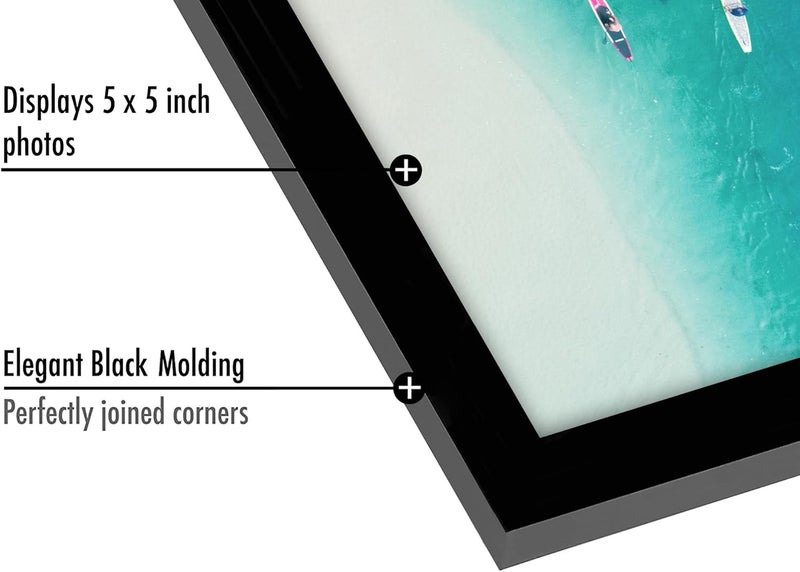 Americanflat 5x5 Picture Frame with Shatter-Resistant Glass - Set of 2 - Streamline Collection - Thin Picture Frame for Wall or Tabletop Display - Black - Image 3