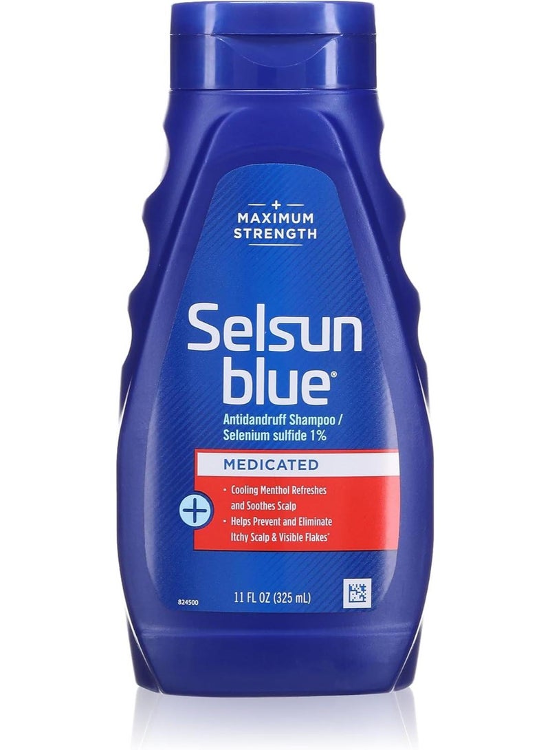 Selsun blue شامبو مضاد للقشرة بالمنثول، 11 أونصة سائلة، أقصى قوة، كبريتيد السيلينيوم 1% - Image 1